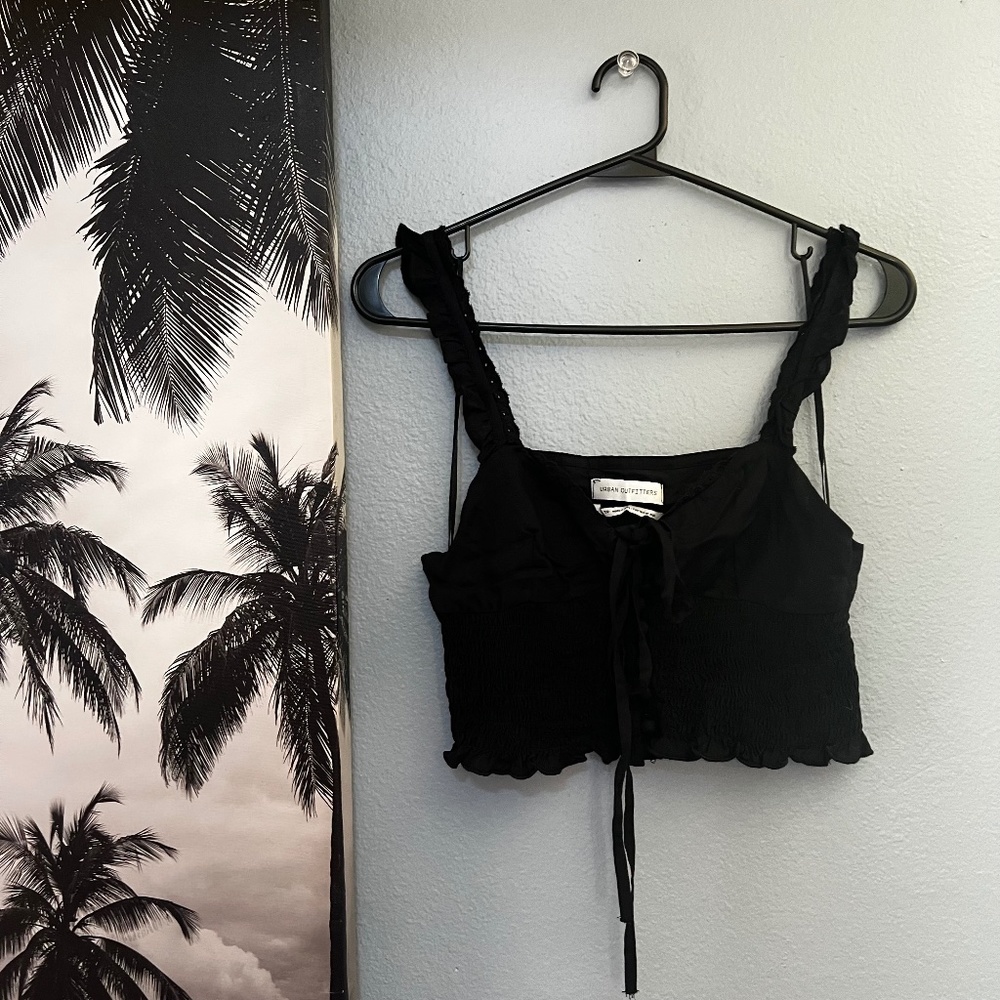 Black Smoked Crop Top